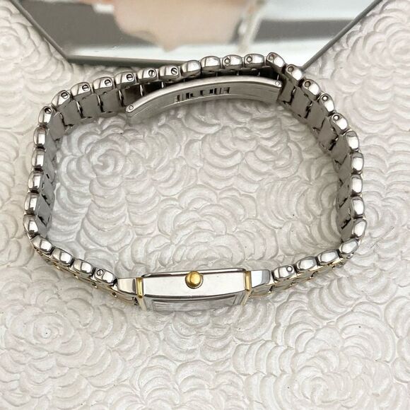 Cross Swiss Made Tank Style Two-Tone Stainless Steel Dress Watch Roman Numerals - Picture 12 of 13